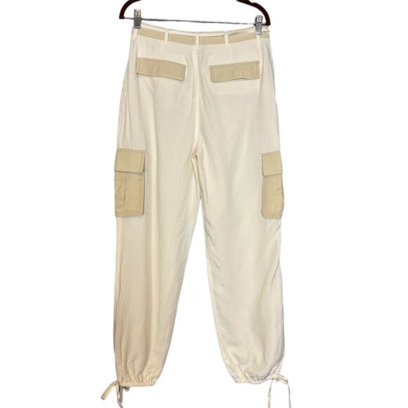 L'Academie White Cargo Pant MEDIUM Jogger Linen Revolve Baggy Designer $228 NEW - Picture 6 of 8